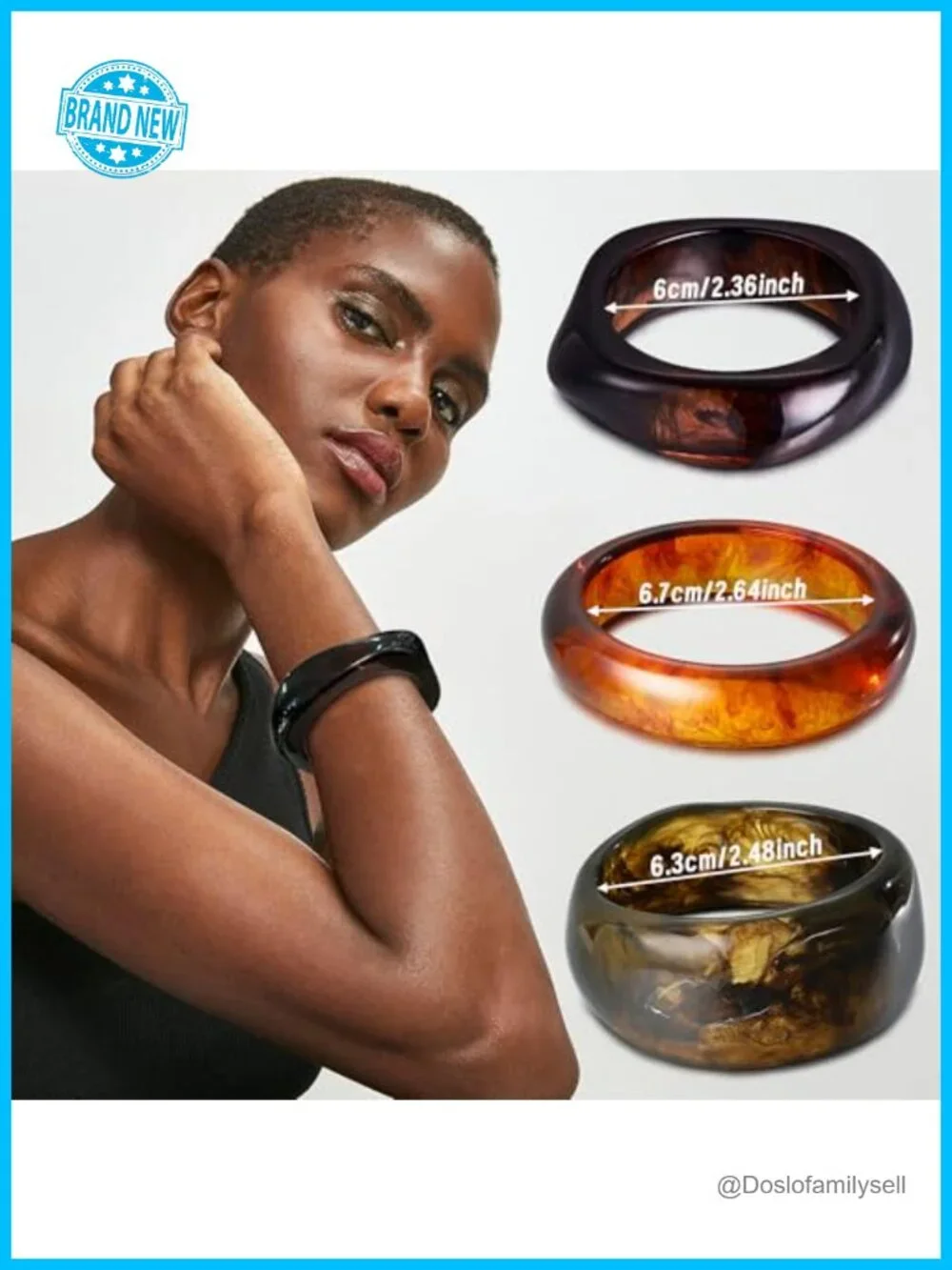 Chunky Bangle Bracelet Set Open Gold Wide Acrylic Resin Cuff Jewelry